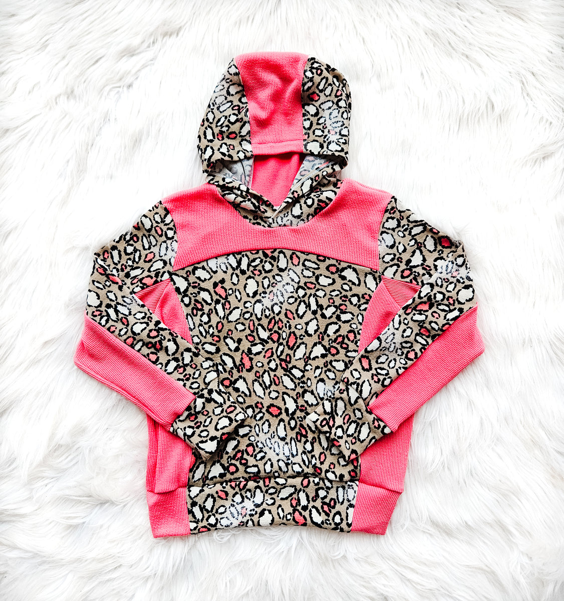トップス 9090 girl Charcoal Pink Leopard Hoodie L rn-