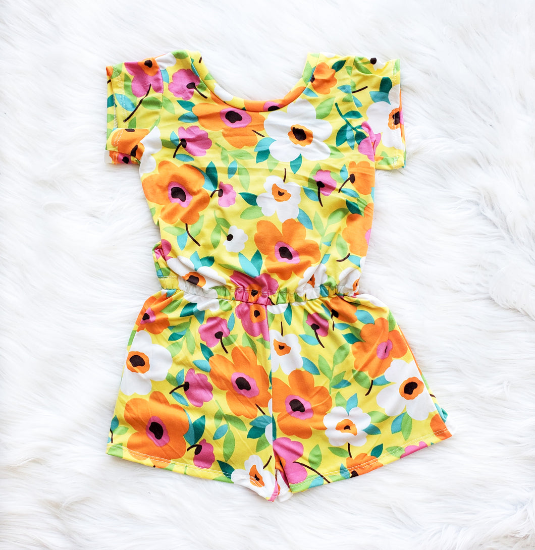 Yellow Floral Shorts Romper