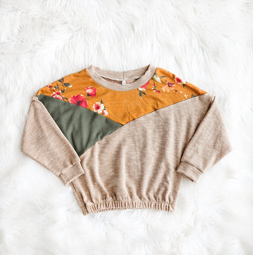 Tan Mustard Floral Sweater