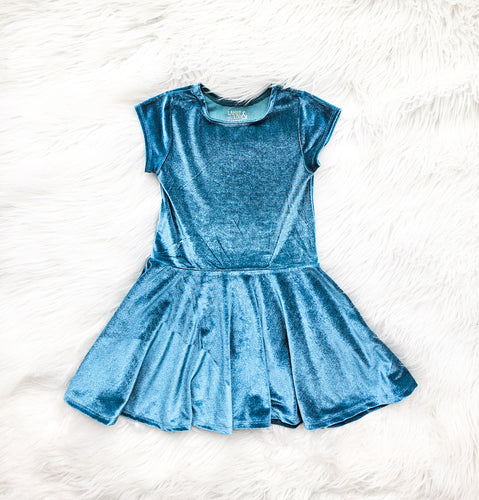 Blue Velvet Twirl Dress