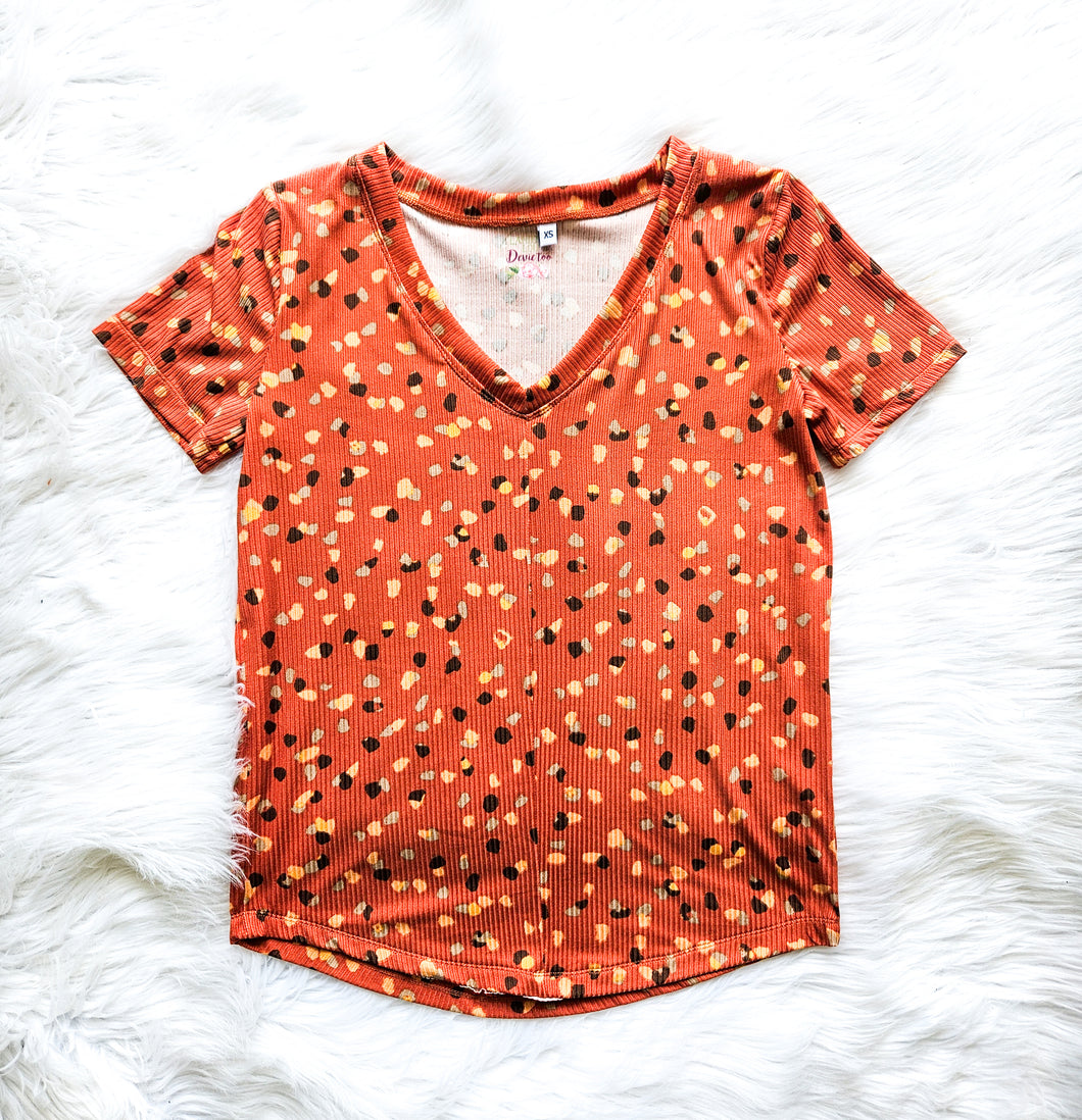Burnt Orange V-Neck Top