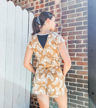 Adult Tan Palm Print Romper