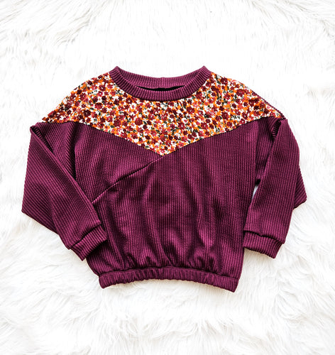 Burgundy Floral Sweater