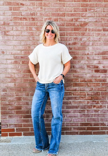 Ivory Knit Boxy Tee