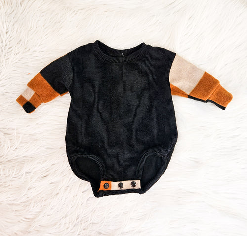 Black Mustard Plaid Onesie