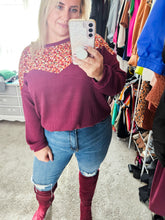 Adult Burgundy Mustard Floral Sweater