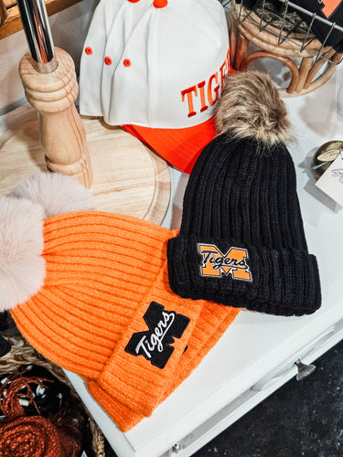 Tigers Black Cable Knit Pom Pom Beanie