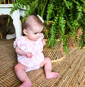 Pink Checkered Bubble Romper