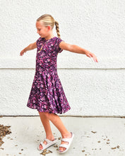 Dark Purple Floral Twirl Dress