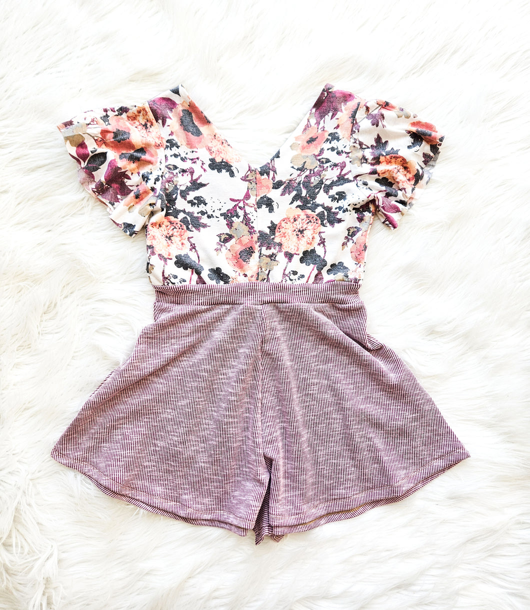 Mauve Floral Flowy Romper