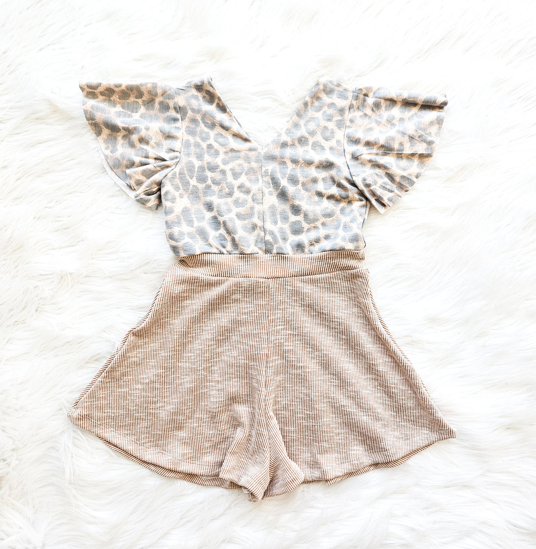 Neutral Leopard Flowy Romper