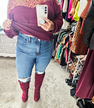 Adult Burgundy Mustard Floral Sweater