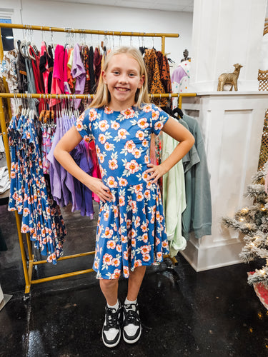 Blue Floral Twirl Dress