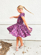 Dark Purple Floral Twirl Dress