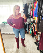 Adult Burgundy Mustard Floral Sweater