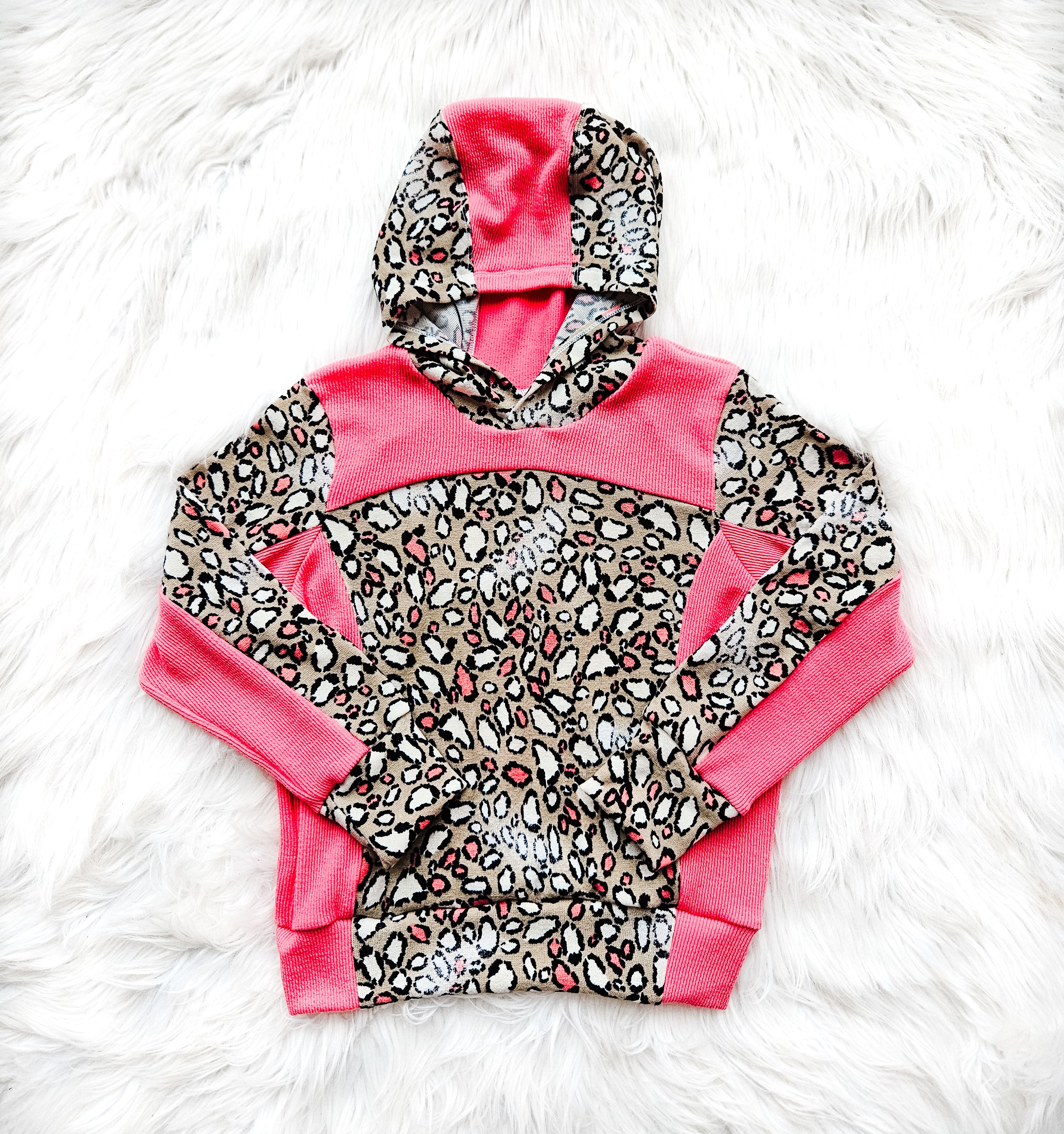 トップス 9090 girl Charcoal Pink Leopard Hoodie L Pink Leopard Pullover Hoodie - Etsy