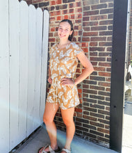 Adult Tan Palm Print Romper