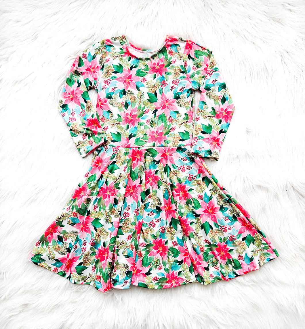 Holiday Poinsettia Twirl Dress