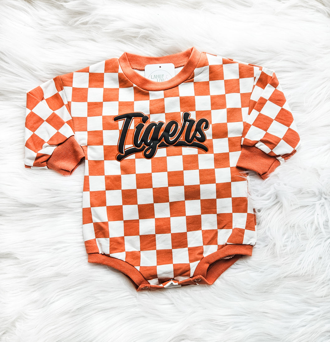 Checkered Tigers Baby Onesie