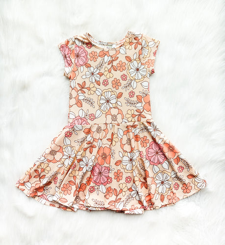 Peachy Floral Twirl Dress