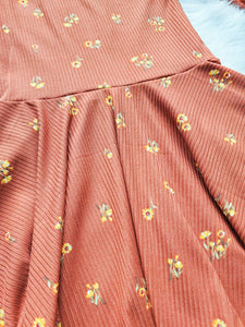 Caramel Floral Twirl Dress