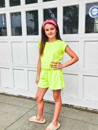 Neon Yellow Ribbed Romper