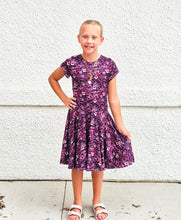Dark Purple Floral Twirl Dress
