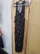 Black Floral Harem Bib Romper