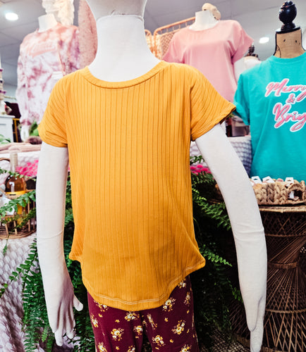 Mustard Curved Hem Tee