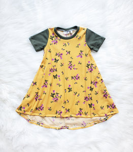 Mustard Floral Hi-Low Dress