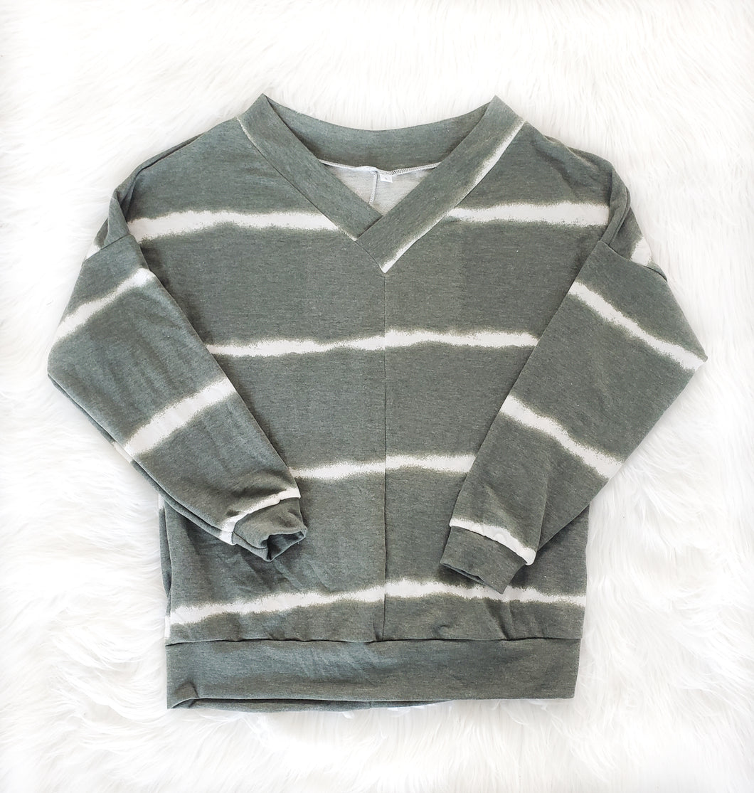 Adult V-Neck Olive Green Sweater