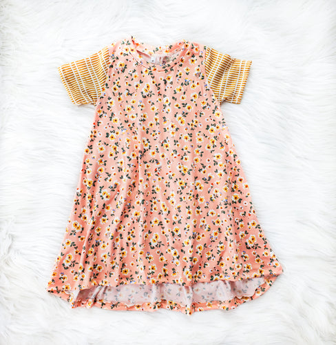 Peach Floral Tshirt Dress
