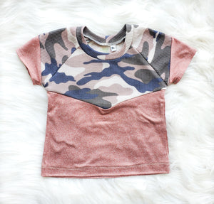 Blush Camo Colorblock Shirt